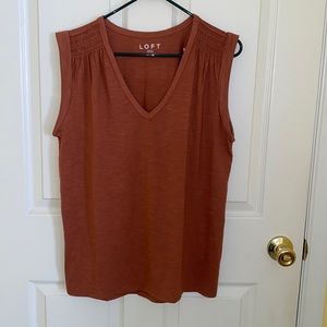Burnt orange blouse from the Loft